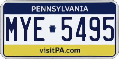 PA license plate MYE5495
