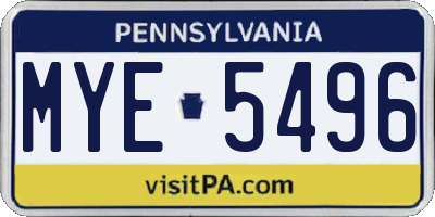 PA license plate MYE5496