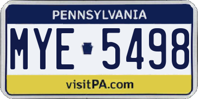 PA license plate MYE5498