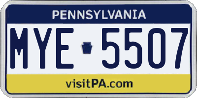 PA license plate MYE5507