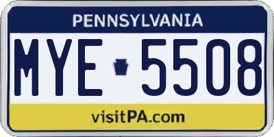 PA license plate MYE5508