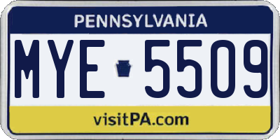 PA license plate MYE5509