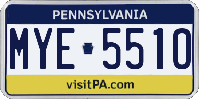 PA license plate MYE5510