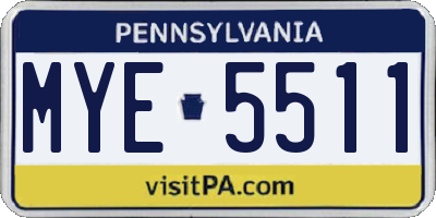 PA license plate MYE5511