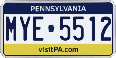 PA license plate MYE5512