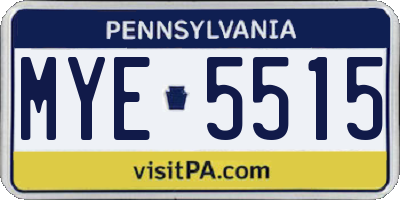 PA license plate MYE5515