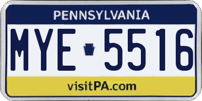 PA license plate MYE5516