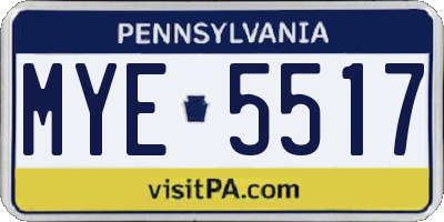PA license plate MYE5517