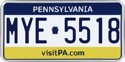 PA license plate MYE5518