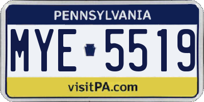 PA license plate MYE5519