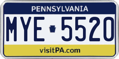 PA license plate MYE5520