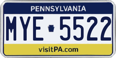 PA license plate MYE5522