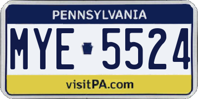 PA license plate MYE5524