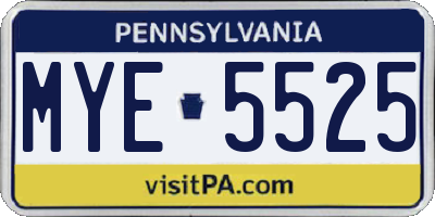 PA license plate MYE5525