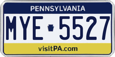 PA license plate MYE5527