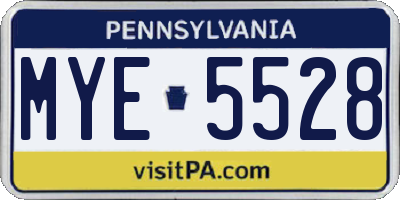 PA license plate MYE5528