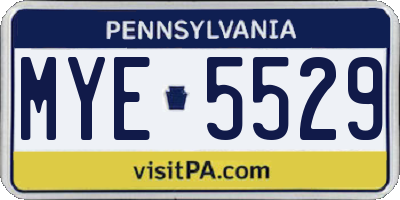PA license plate MYE5529