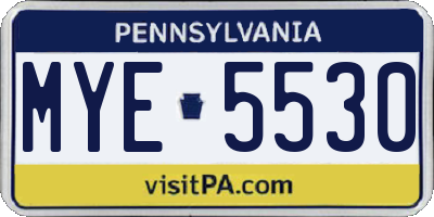 PA license plate MYE5530