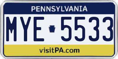 PA license plate MYE5533