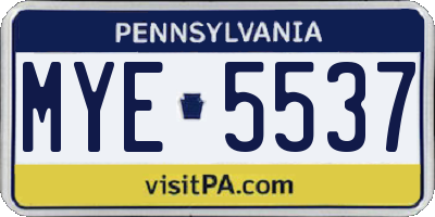 PA license plate MYE5537