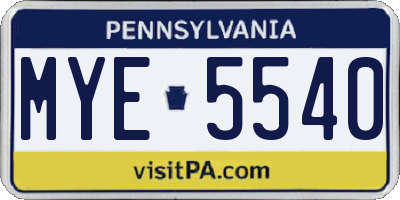 PA license plate MYE5540