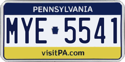 PA license plate MYE5541