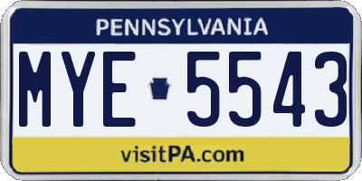 PA license plate MYE5543