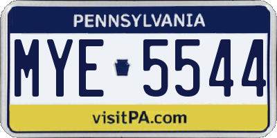 PA license plate MYE5544