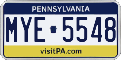 PA license plate MYE5548