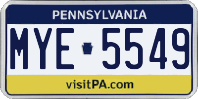 PA license plate MYE5549