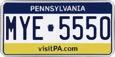 PA license plate MYE5550