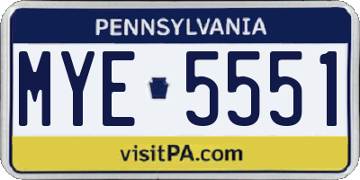 PA license plate MYE5551