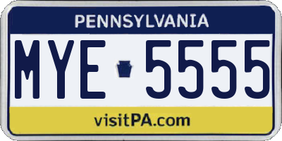 PA license plate MYE5555