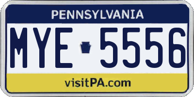 PA license plate MYE5556
