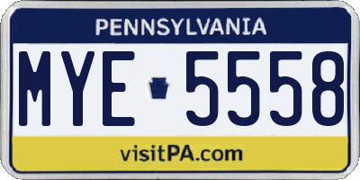PA license plate MYE5558