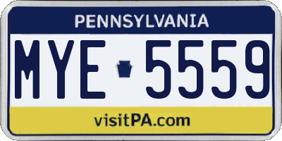 PA license plate MYE5559