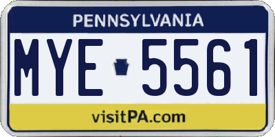 PA license plate MYE5561