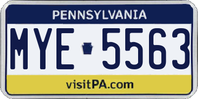 PA license plate MYE5563
