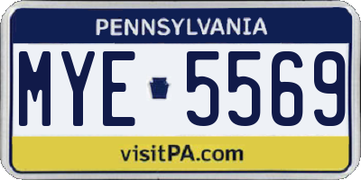 PA license plate MYE5569