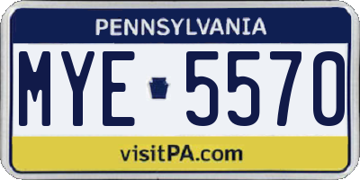 PA license plate MYE5570