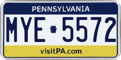 PA license plate MYE5572