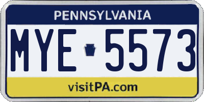 PA license plate MYE5573