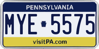 PA license plate MYE5575