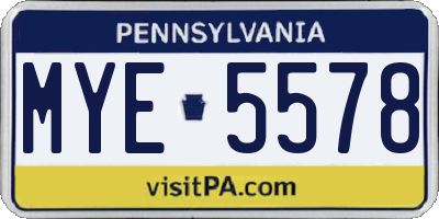 PA license plate MYE5578