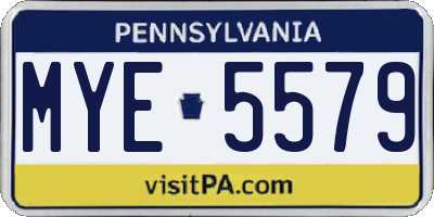 PA license plate MYE5579