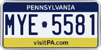 PA license plate MYE5581