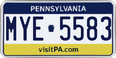 PA license plate MYE5583