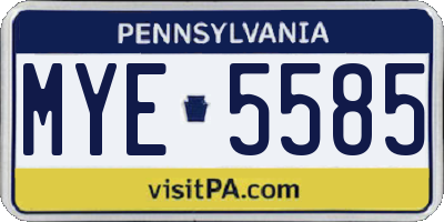 PA license plate MYE5585