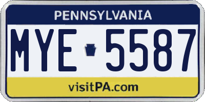 PA license plate MYE5587