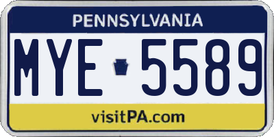 PA license plate MYE5589